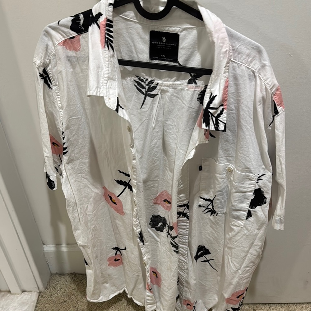 Junk Food Clothing Floral Casual Button Down Shirt